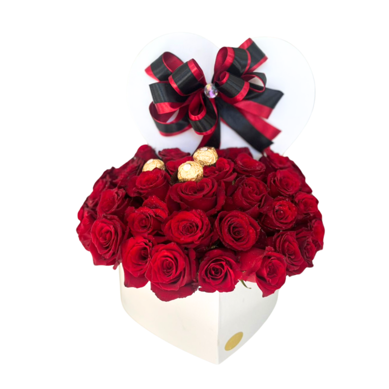 CAJA DE ROSAS + CHOCOLATES-AMOR 100041